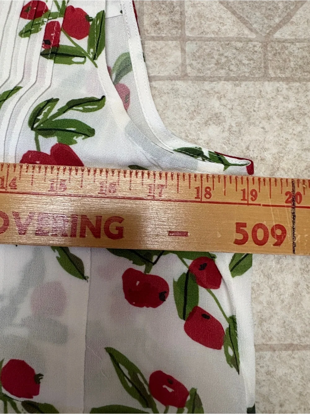 NWT Vera For Anthropologie Cherry-Print Pintuck Button Down Sleeveless Top S-Med - Picture 11 of 14